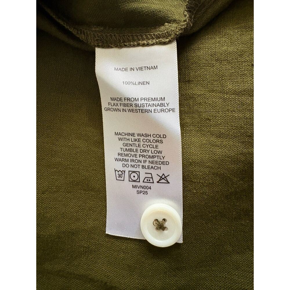 Quince European Linen Button Front Midi Dress - M Olive Green Spring Capsule - Picture 10 of 11